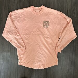 Walt Disney World Spirit Jersey Shirt Puffy Gold Glitter Peach Women’s Size XS